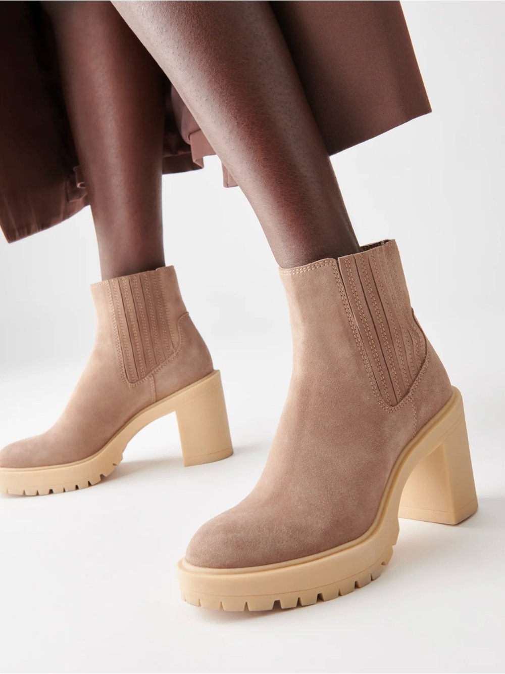 Dolce Vita Caster H2O Waterproof Suede Lug Ankle Boots Taupe Size 10 NWOB